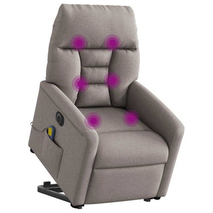 Elektrisk massagefåtölj med uppresningshjälp taupe tyg