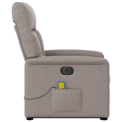 Elektrisk massagefåtölj med uppresningshjälp taupe tyg