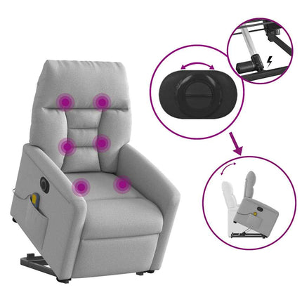 Elektrisk massagefåtölj med uppresningshjälp molngrå tyg