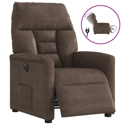 Elektrisk reclinerfåtölj brun mikrofibertyg