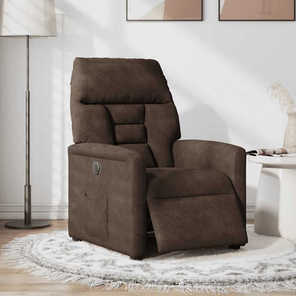Elektrisk reclinerfåtölj brun mikrofibertyg