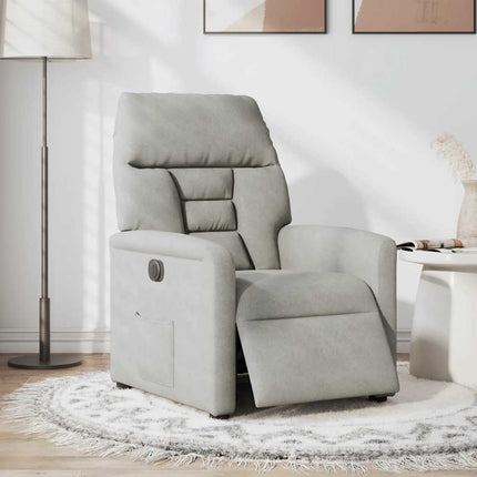 Elektrisk reclinerfåtölj ljusgrå mikrofibertyg