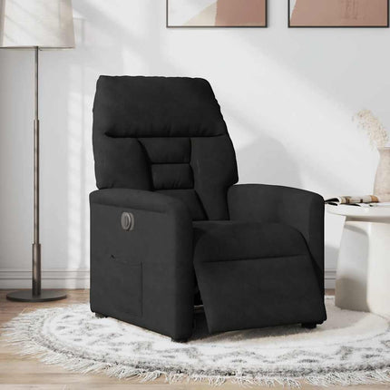 Elektrisk reclinerfåtölj svart mikrofibertyg