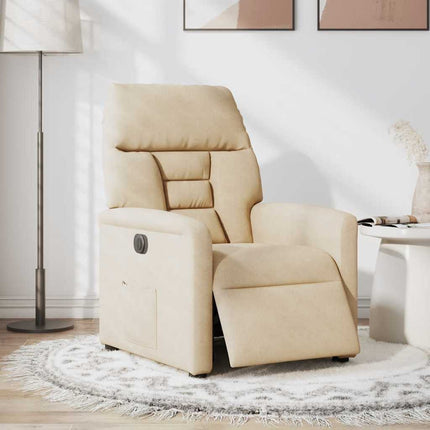 Elektrisk reclinerfåtölj gräddvit mikrofibertyg