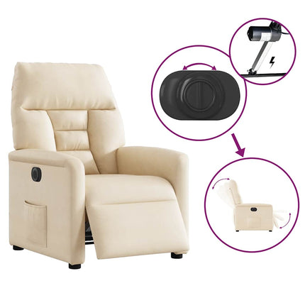 Elektrisk reclinerfåtölj beige mikrofibertyg