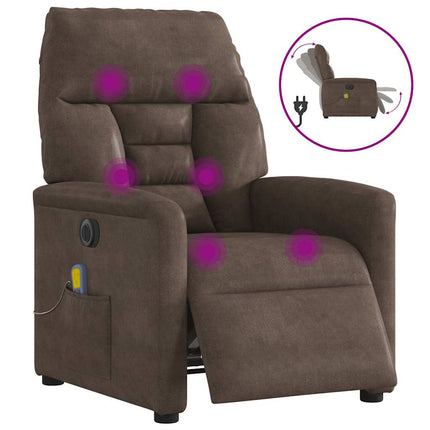 Elektrisk massagefåtölj mörkgrå mikrofibertyg