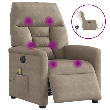 Elektrisk massagefåtölj taupe mikrofibertyg