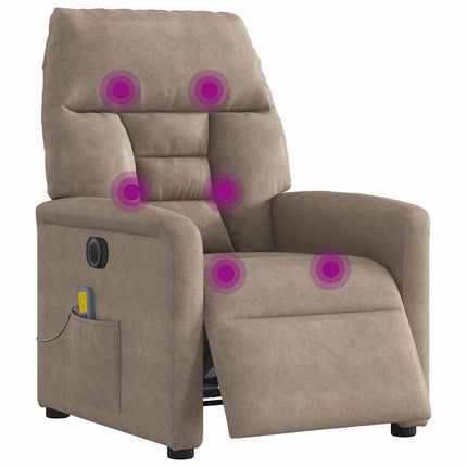 Elektrisk massagefåtölj taupe mikrofibertyg