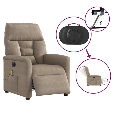Elektrisk massagefåtölj taupe mikrofibertyg