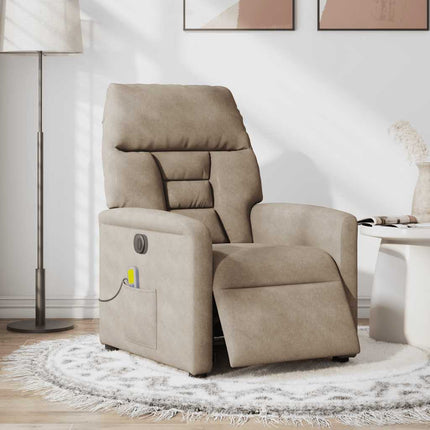Elektrisk massagefåtölj taupe mikrofibertyg