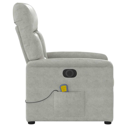 Elektrisk massagefåtölj ljusgrå mikrofibertyg
