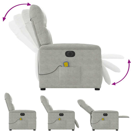 Elektrisk massagefåtölj ljusgrå mikrofibertyg