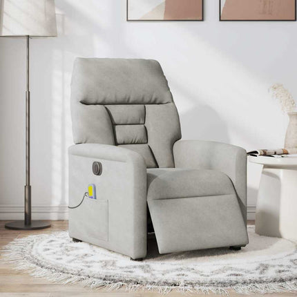 Elektrisk massagefåtölj ljusgrå mikrofibertyg