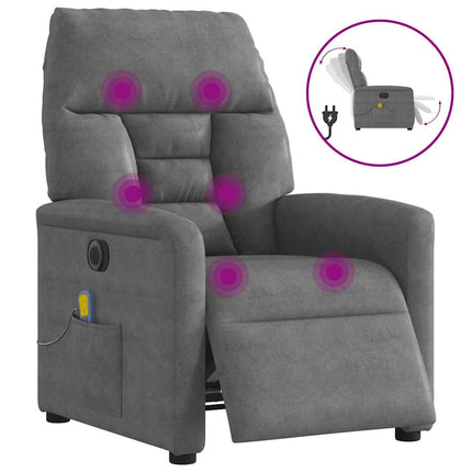 Elektrisk massagefåtölj mörkgrå mikrofibertyg
