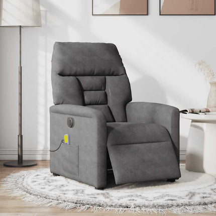 Elektrisk massagefåtölj mörkgrå mikrofibertyg
