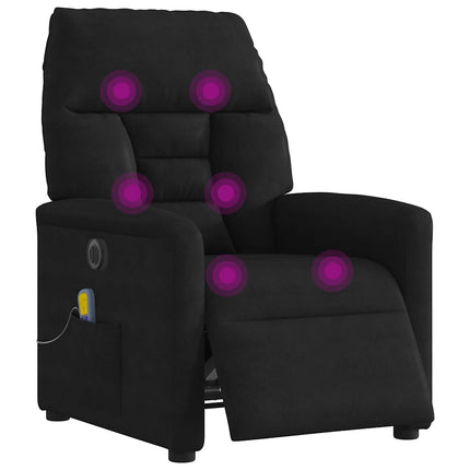 Elektrisk massagefåtölj svart mikrofibertyg