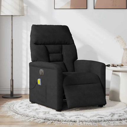 Elektrisk massagefåtölj svart mikrofibertyg
