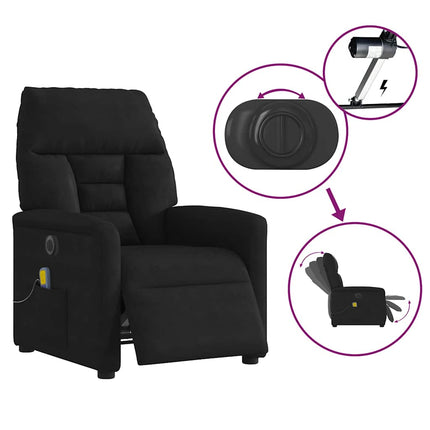 Elektrisk massagefåtölj svart mikrofibertyg