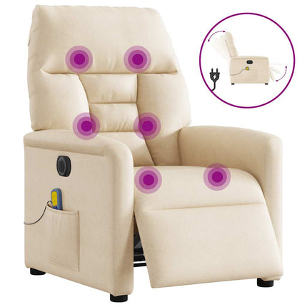 Elektrisk massagefåtölj beige mikrofibertyg