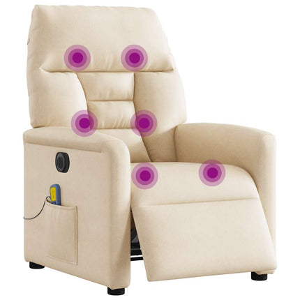 Elektrisk massagefåtölj beige mikrofibertyg