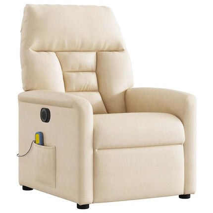 Elektrisk massagefåtölj beige mikrofibertyg