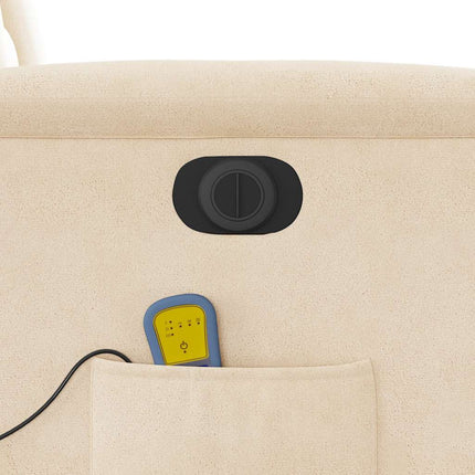 Elektrisk massagefåtölj beige mikrofibertyg
