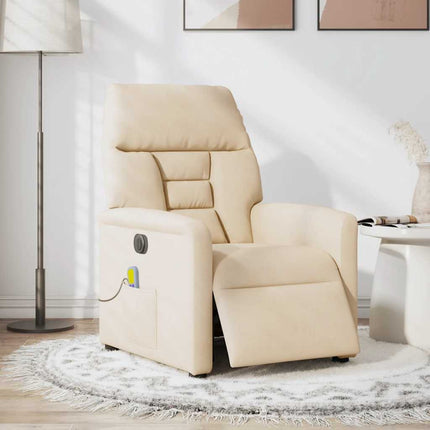 Elektrisk massagefåtölj beige mikrofibertyg