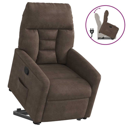 Reclinerfåtölj med uppresningshjälp brun mikrofibertyg