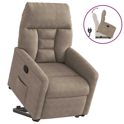Reclinerfåtölj med uppresningshjälp taupe mikrofibertyg