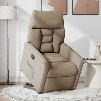 Reclinerfåtölj med uppresningshjälp taupe mikrofibertyg