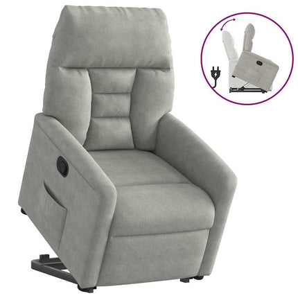 Reclinerfåtölj med uppresningshjälp ljusgrå mikrofibertyg