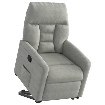 Reclinerfåtölj med uppresningshjälp ljusgrå mikrofibertyg