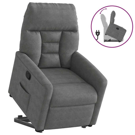 Reclinerfåtölj med uppresningshjälp mörkgrå mikrofibertyg