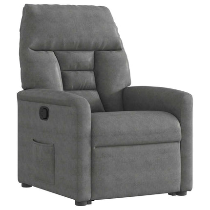 Reclinerfåtölj med uppresningshjälp mörkgrå mikrofibertyg