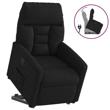 Reclinerfåtölj med uppresningshjälp svart mikrofibertyg