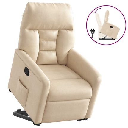 Reclinerfåtölj med uppresningshjälp gräddvit mikrofibertyg