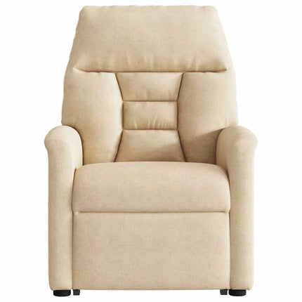 Reclinerfåtölj med uppresningshjälp gräddvit mikrofibertyg