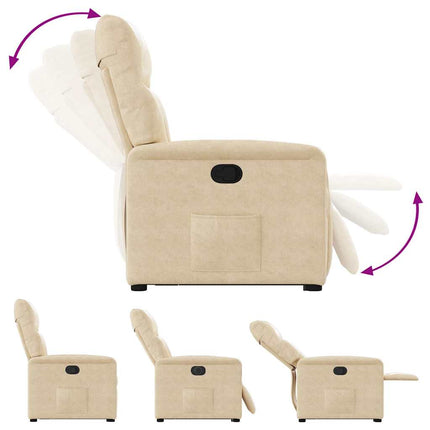 Reclinerfåtölj med uppresningshjälp gräddvit mikrofibertyg