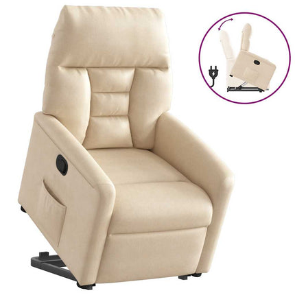 Reclinerfåtölj med uppresningshjälp beige mikrofibertyg
