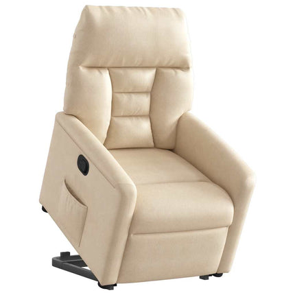 Reclinerfåtölj med uppresningshjälp beige mikrofibertyg