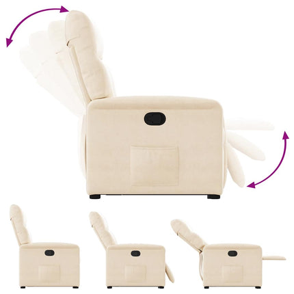 Reclinerfåtölj med uppresningshjälp beige mikrofibertyg