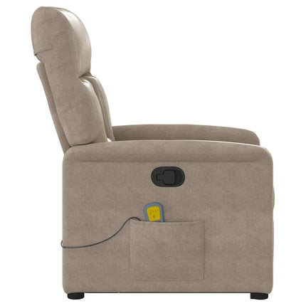 Massagefåtölj med uppresningshjälp taupe mikrofibertyg