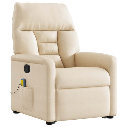 Massagefåtölj med uppresningshjälp beige mikrofibertyg