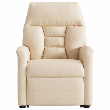 Massagefåtölj med uppresningshjälp beige mikrofibertyg