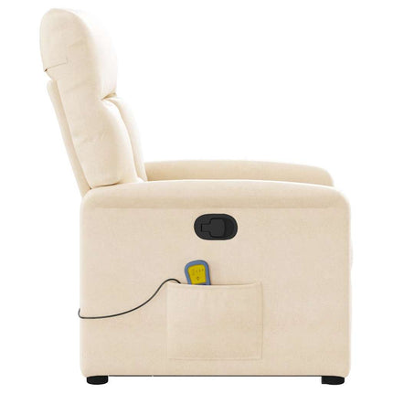 Massagefåtölj med uppresningshjälp beige mikrofibertyg