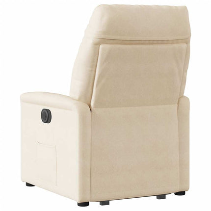 Massagefåtölj med uppresningshjälp beige mikrofibertyg