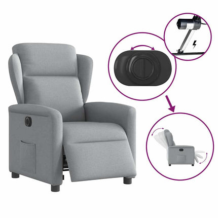 Elektrisk reclinerfåtölj ljusgrå tyg