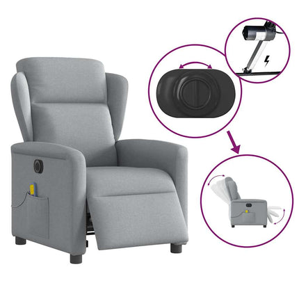 Elektrisk massagefåtölj ljusgrå tyg