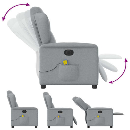Elektrisk massagefåtölj ljusgrå tyg