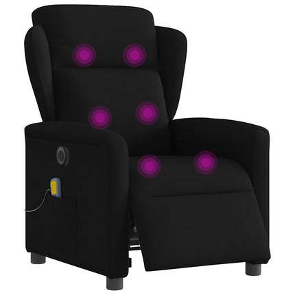 Elektrisk massagefåtölj med uppresningshjälp svart tyg